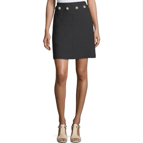 $358 Tory Burch Fremont Crystal Embellished A-Line Skirt Black Wool Knit SZ 6 - Picture 4 of 16